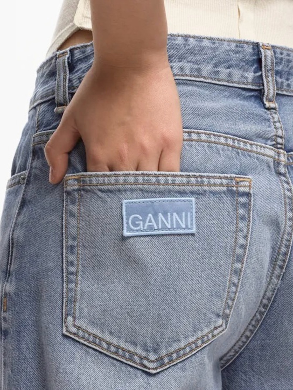GANNI Izey Relaxed Fit Straight Leg Jeans In Light Vintage Blue Size 27 - Picture 6 of 14